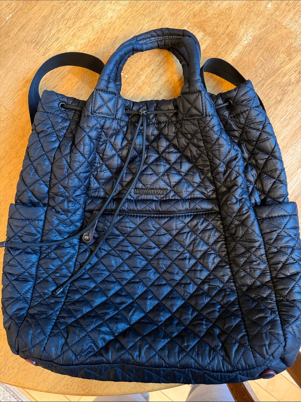 MZ Wallace Quilted Nylon Backpack Tote in Black